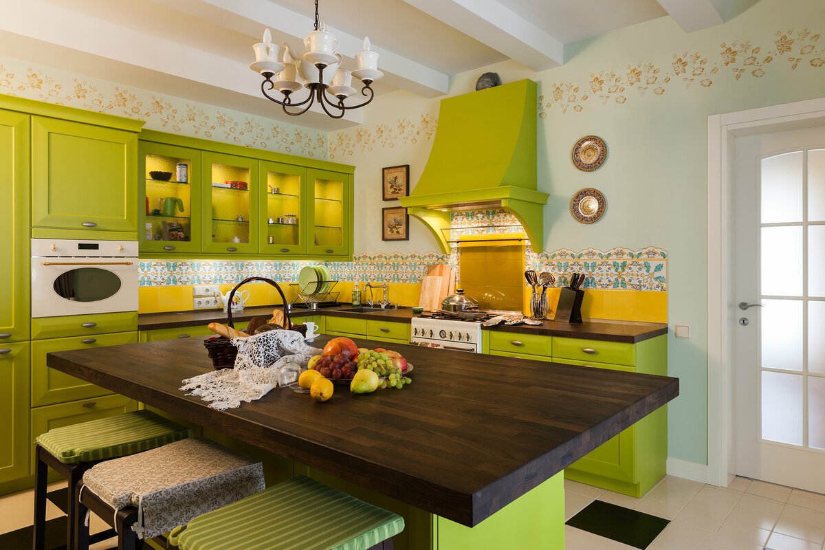 кухня в желтом стиле фото