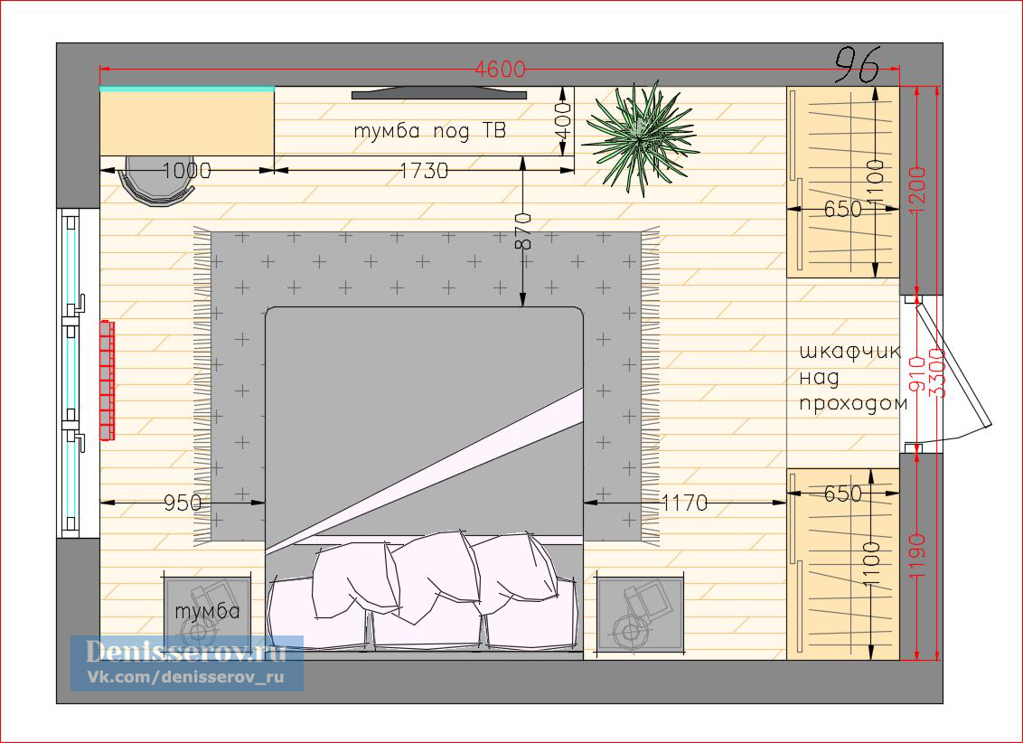 План спальни с гардеробной