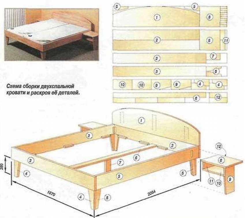 Деревянная кровать чертеж