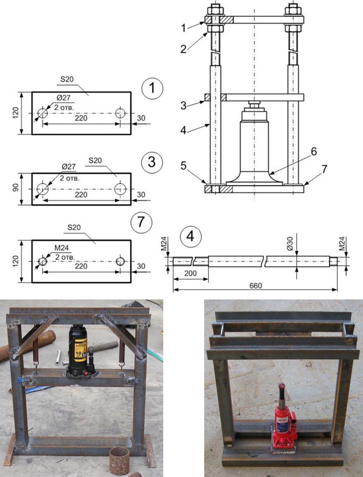 Чертеж гаражного пресса