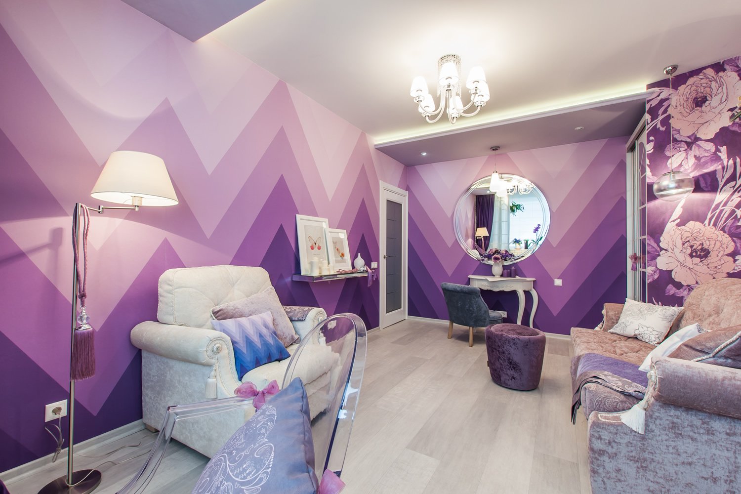 Лиловый цвет в интерьере: сочетания и применение для разных комнат | дом мечты