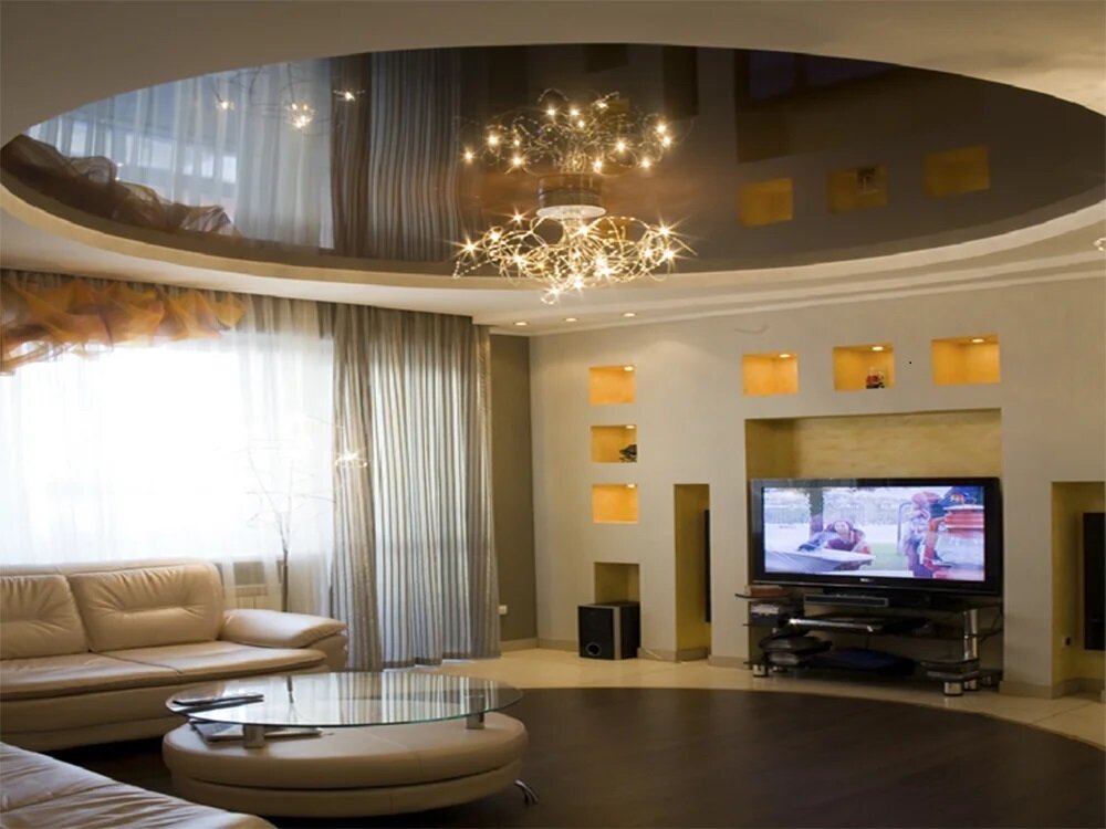 Дизайн потолков из гипсокартона: варианты для зала и других комнат, выбор конструкции, виды подсветки
