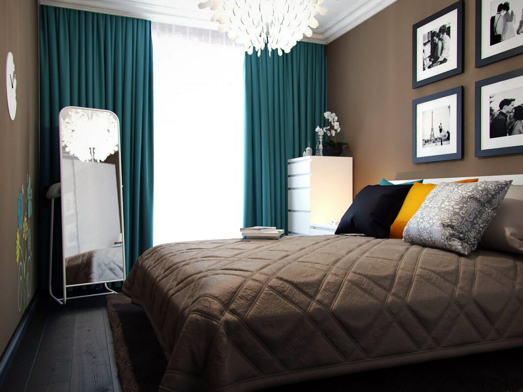 спальня с коричневой мебелью дизайн фото