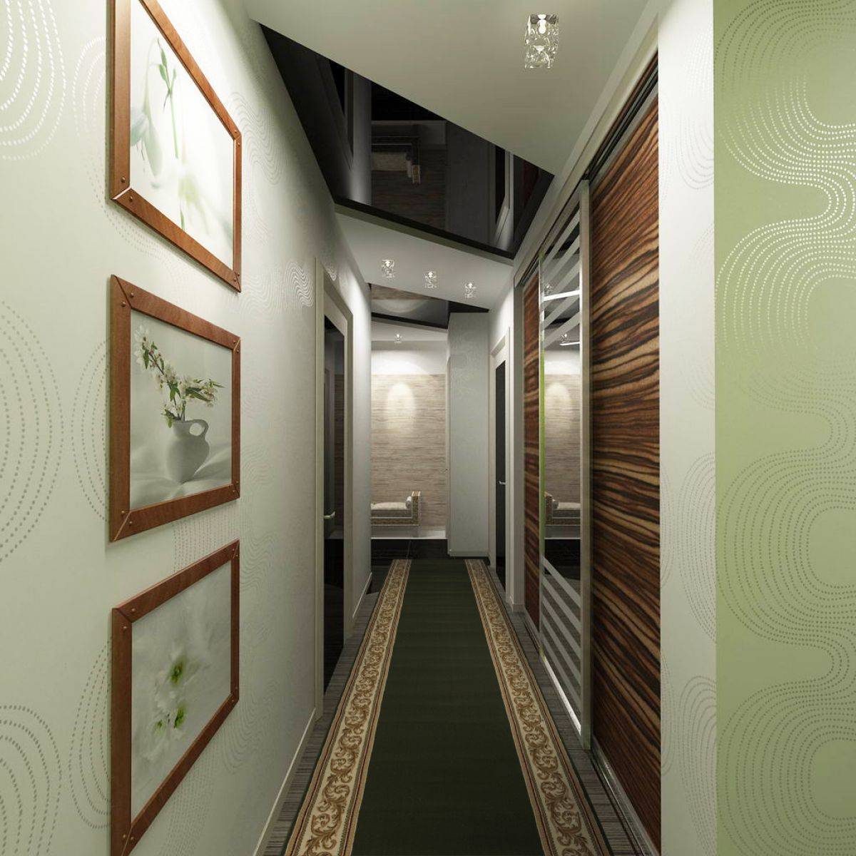 Обои в коридор (фото): как выбрать для маленького, узкого помещения