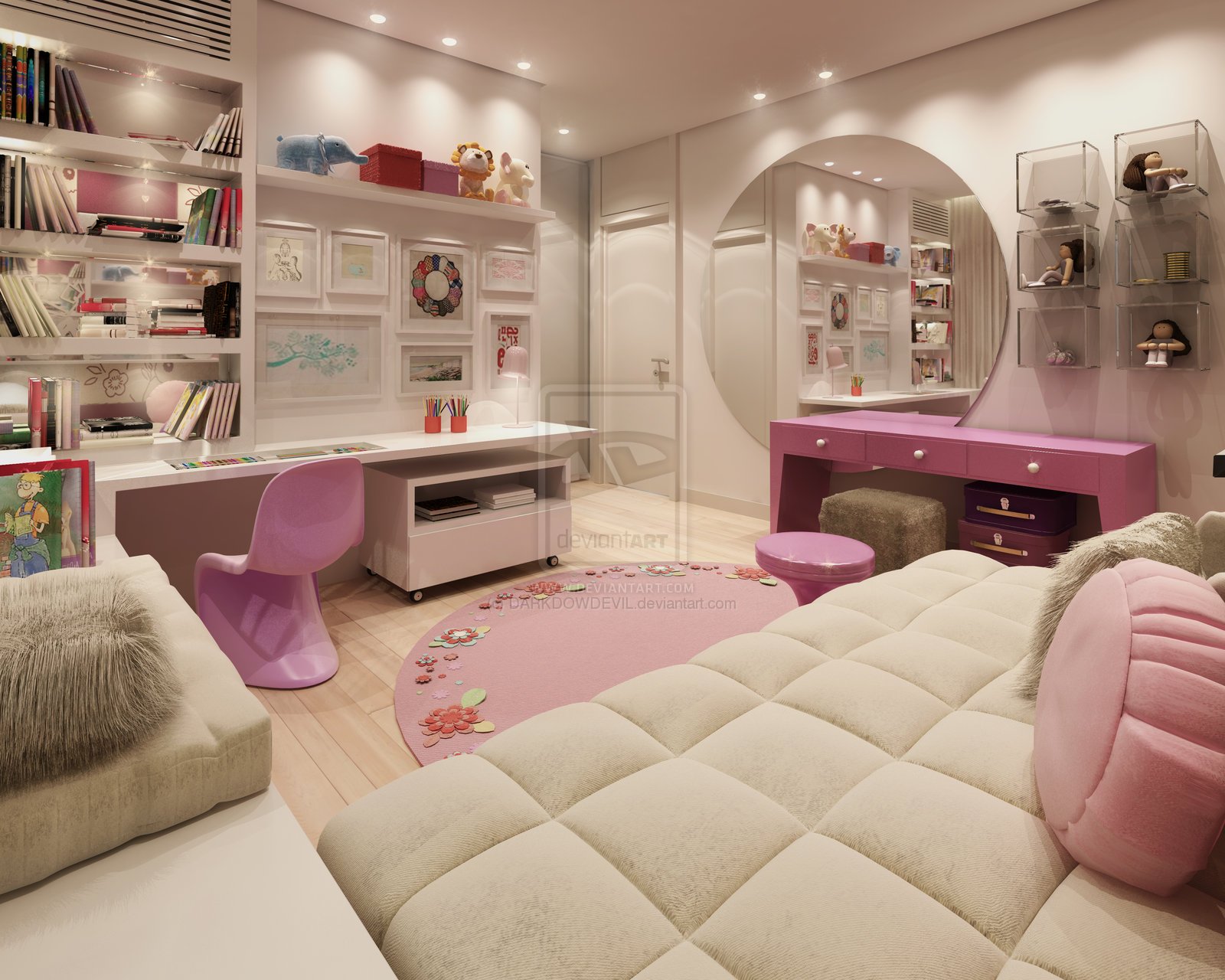 современный дизайн спальни для девочки