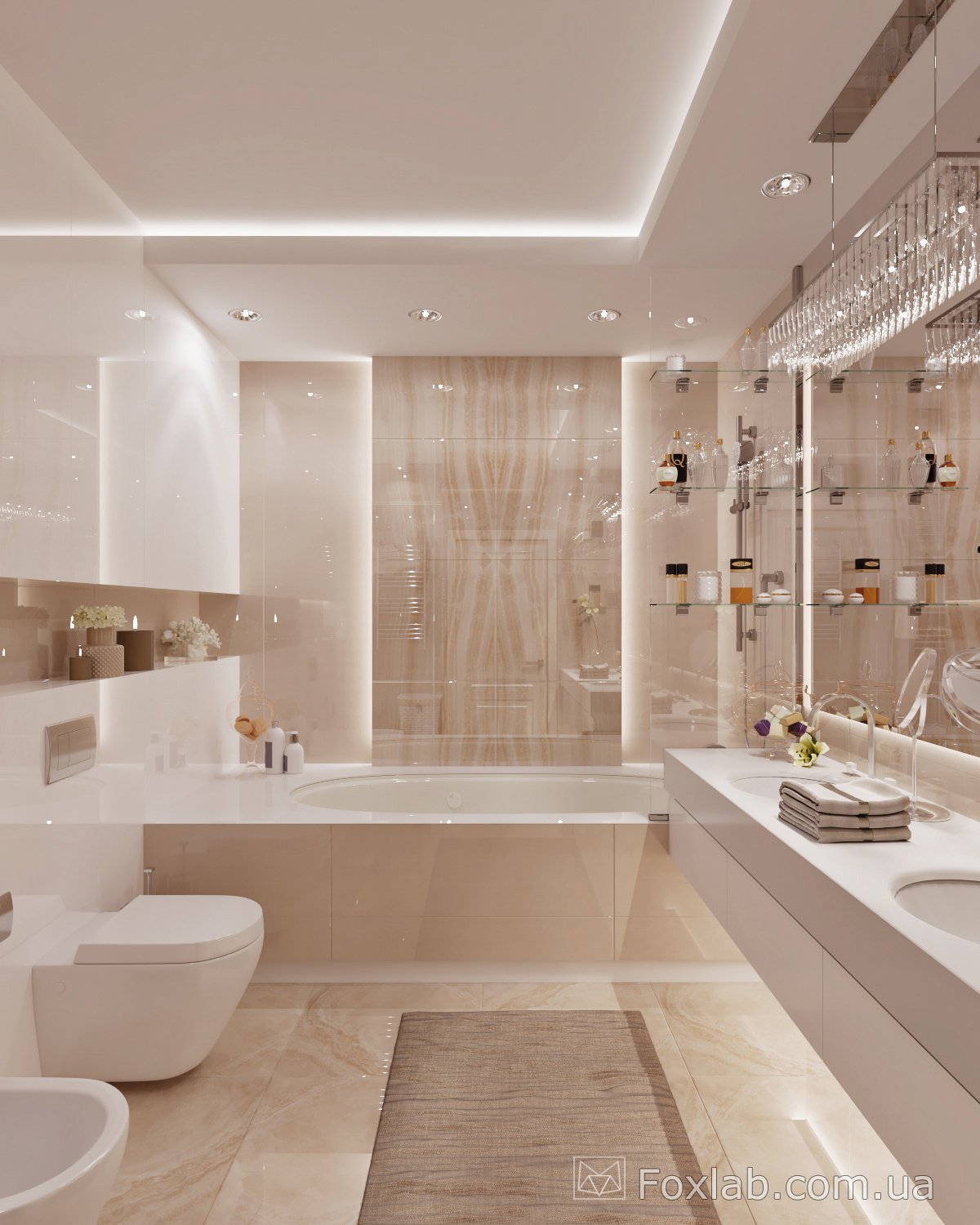 современный дизайн ванной комнаты в доме