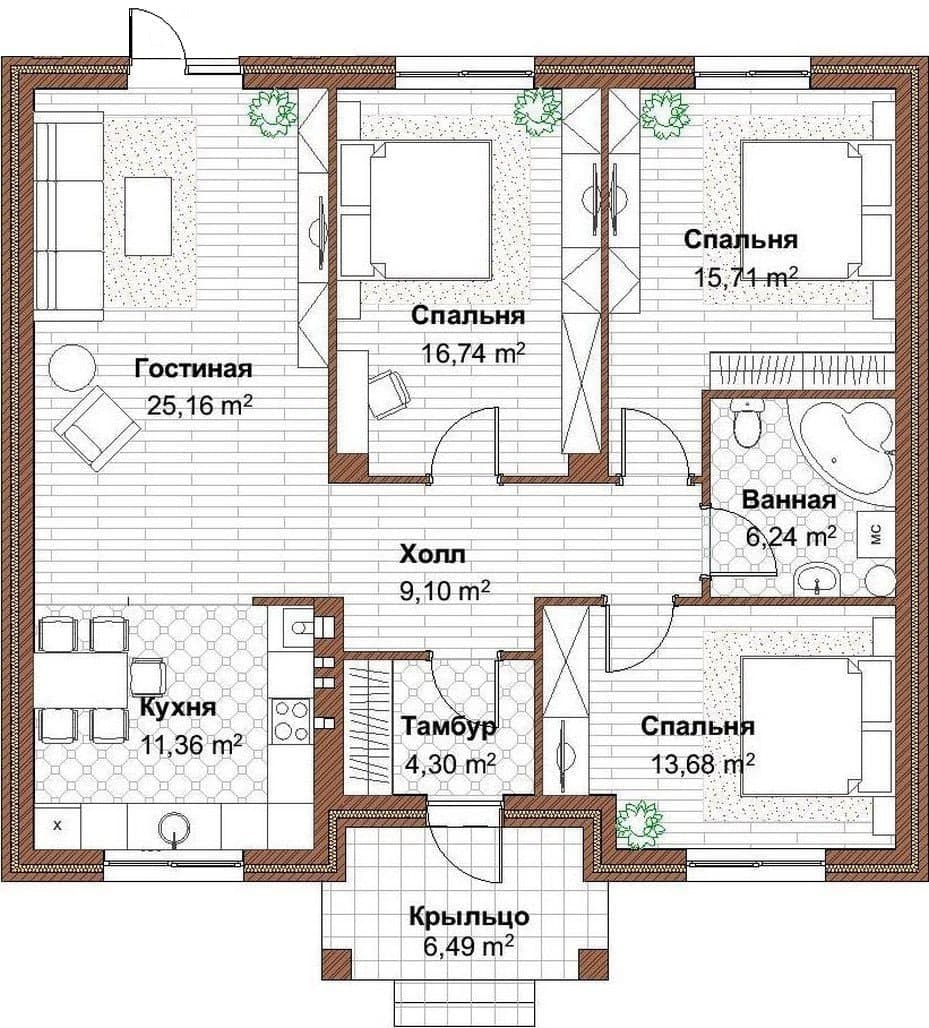 Бесплатные проекты одноэтажных домов с чертежами и фото. экономное строительство одноэтажного дома своими руками