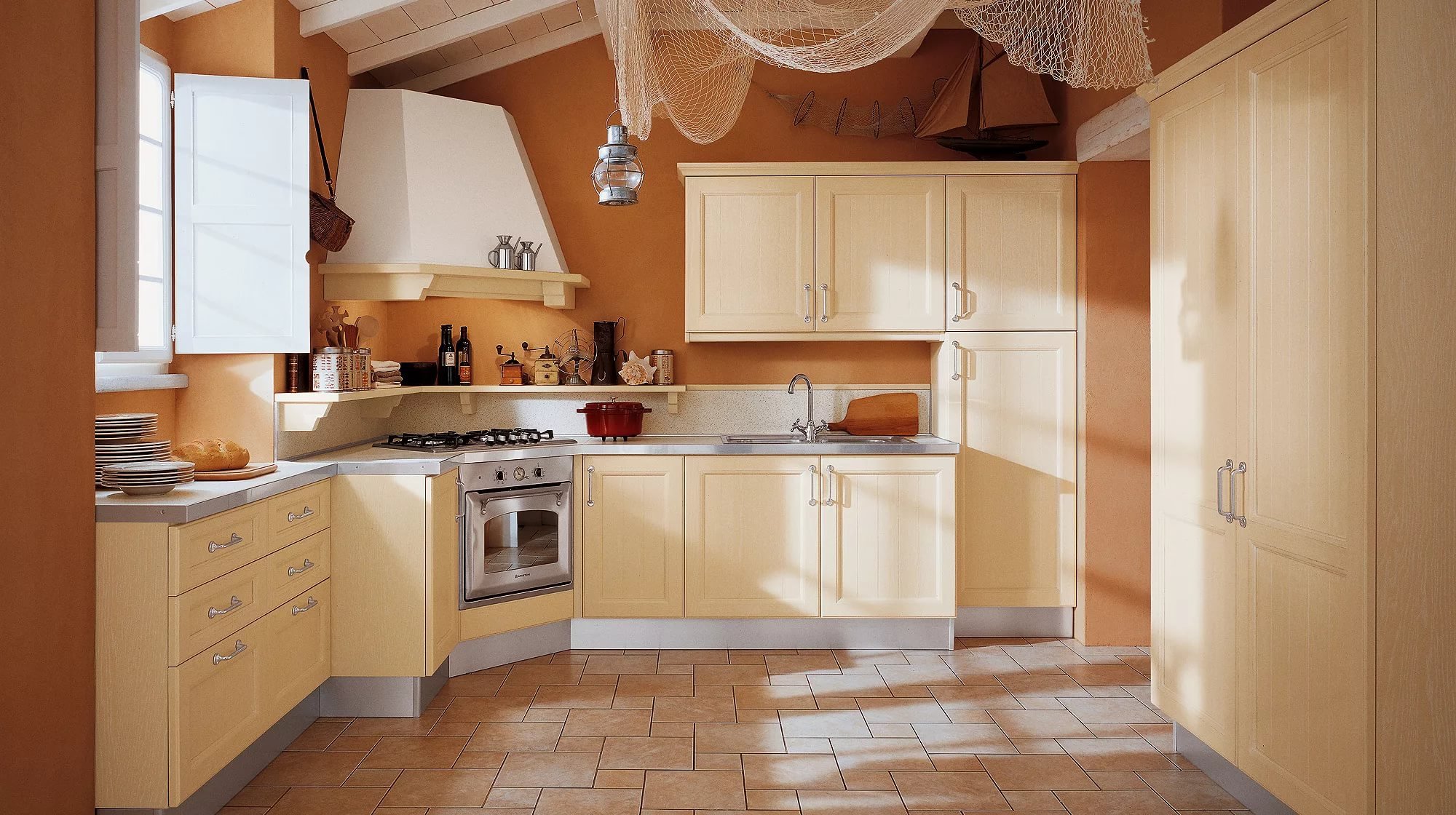 кухня персикового цвета фото интерьеров