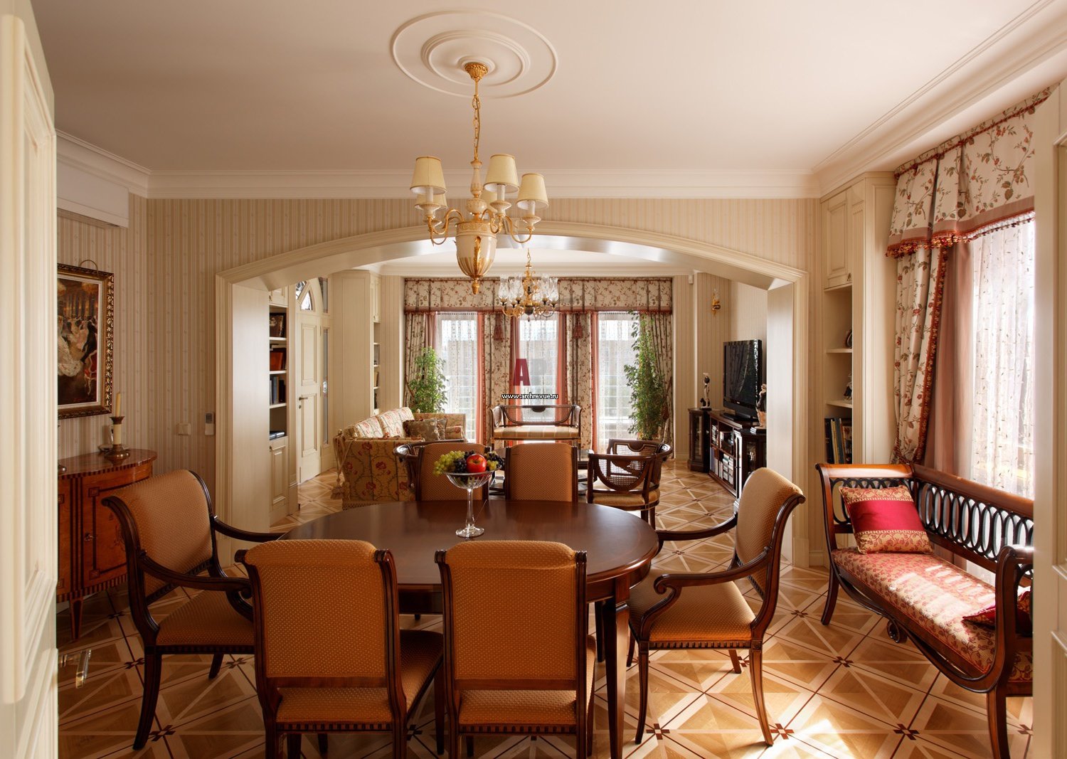 Интерьер гостиной в классическом стиле с современными акцентами (фото)