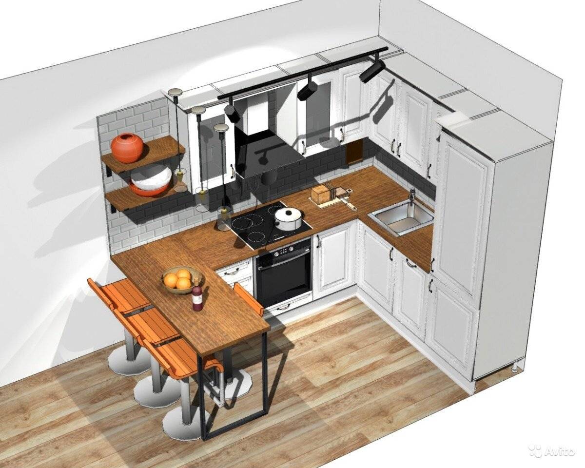 расположение мебели в 6 метровой кухне