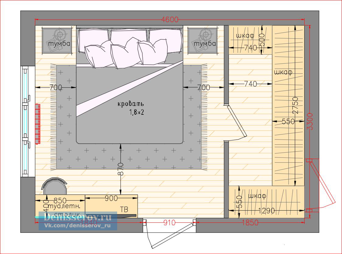 Гардеробная в спальне планировка чертеж