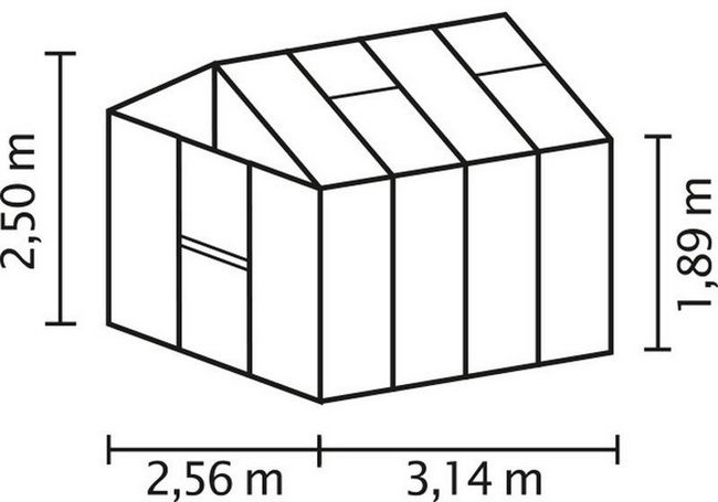 Чертеж теплицы из поликарбоната с размерами 3х6