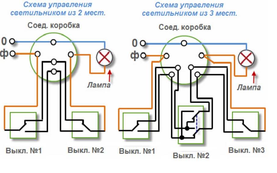 Проходной переключатель схема подключения на 3