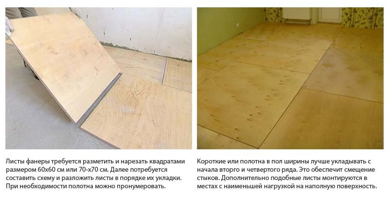 Как стелить фанеру на деревянный и бетонный пол