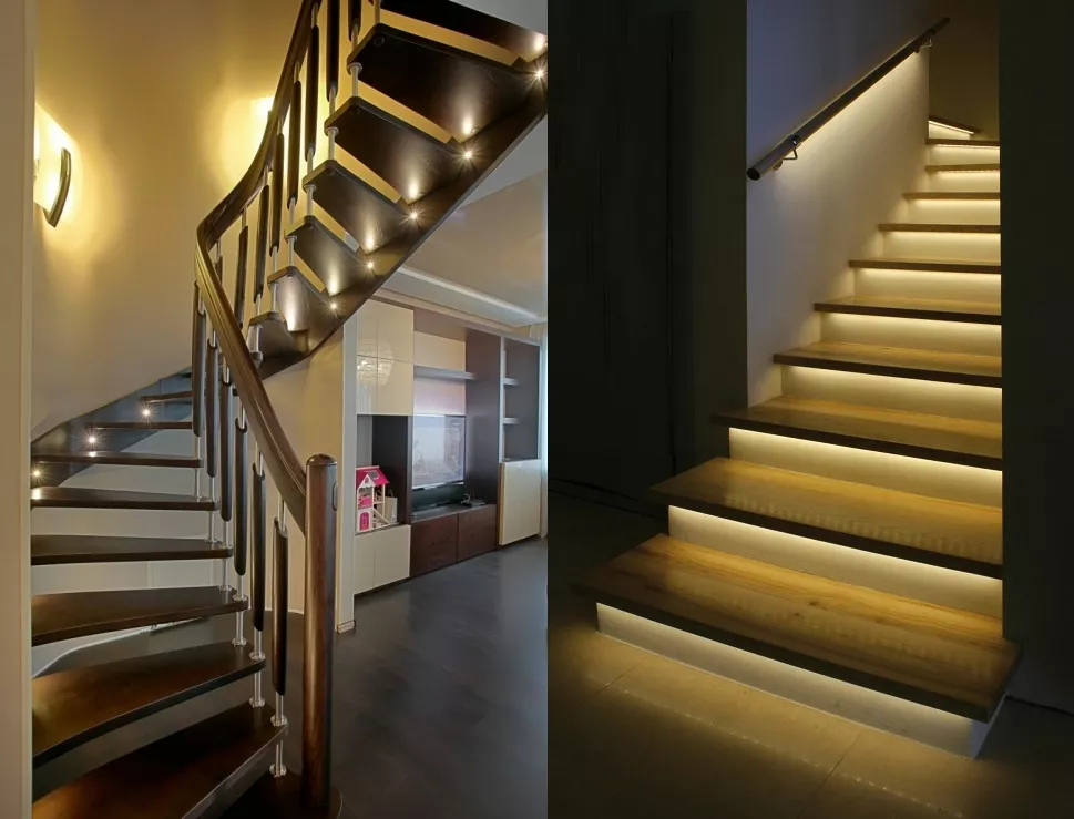 Освещение лестницы в доме - 100 фото лучших идей от профи