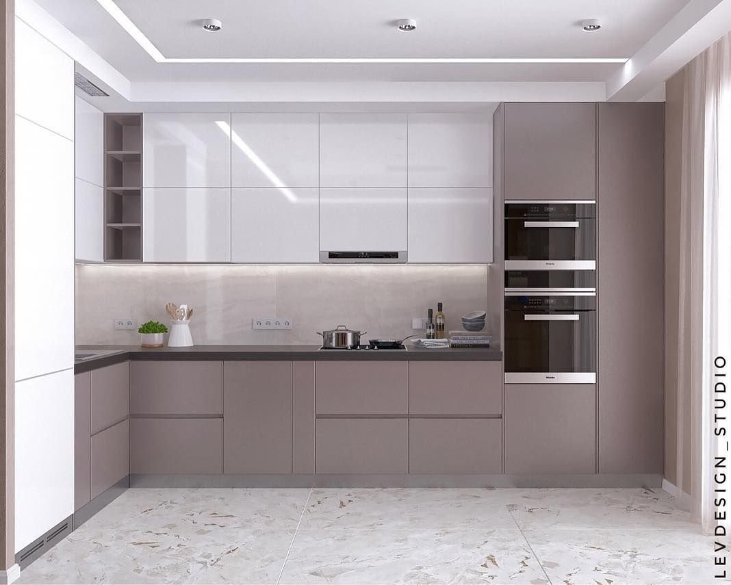 серый фасад кухни дизайн