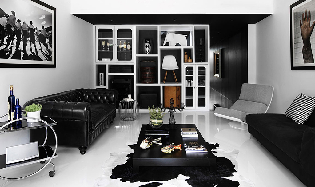Черно-белый интерьер гостиной: идеи и новинки дизайна, выбор отделки, мебели, ярких акцентов