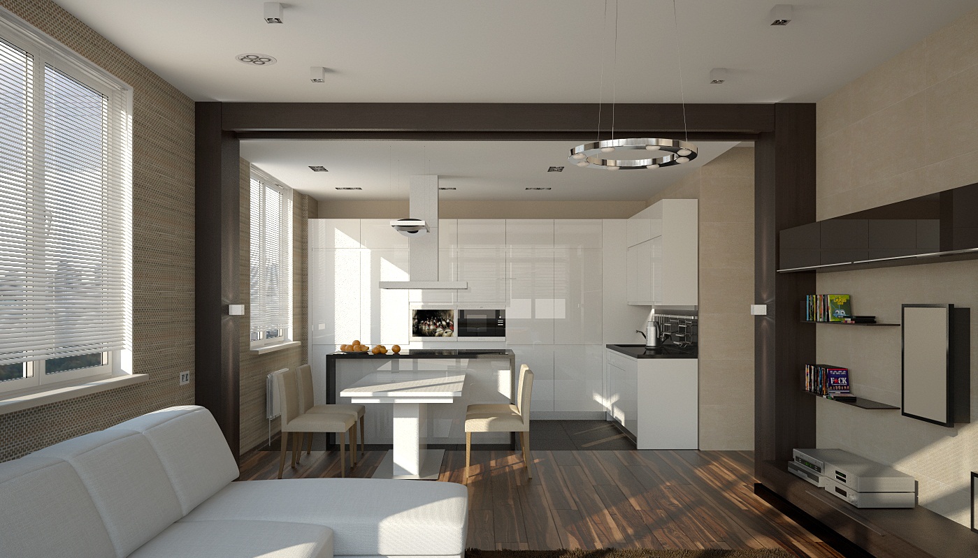 Кухня студия с гостиной 30 кв дизайн фото
