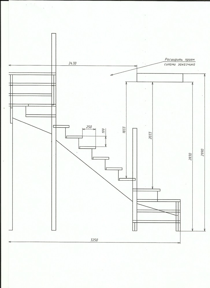 П-образная лестница своими руками: расчёт, чертежи и др.