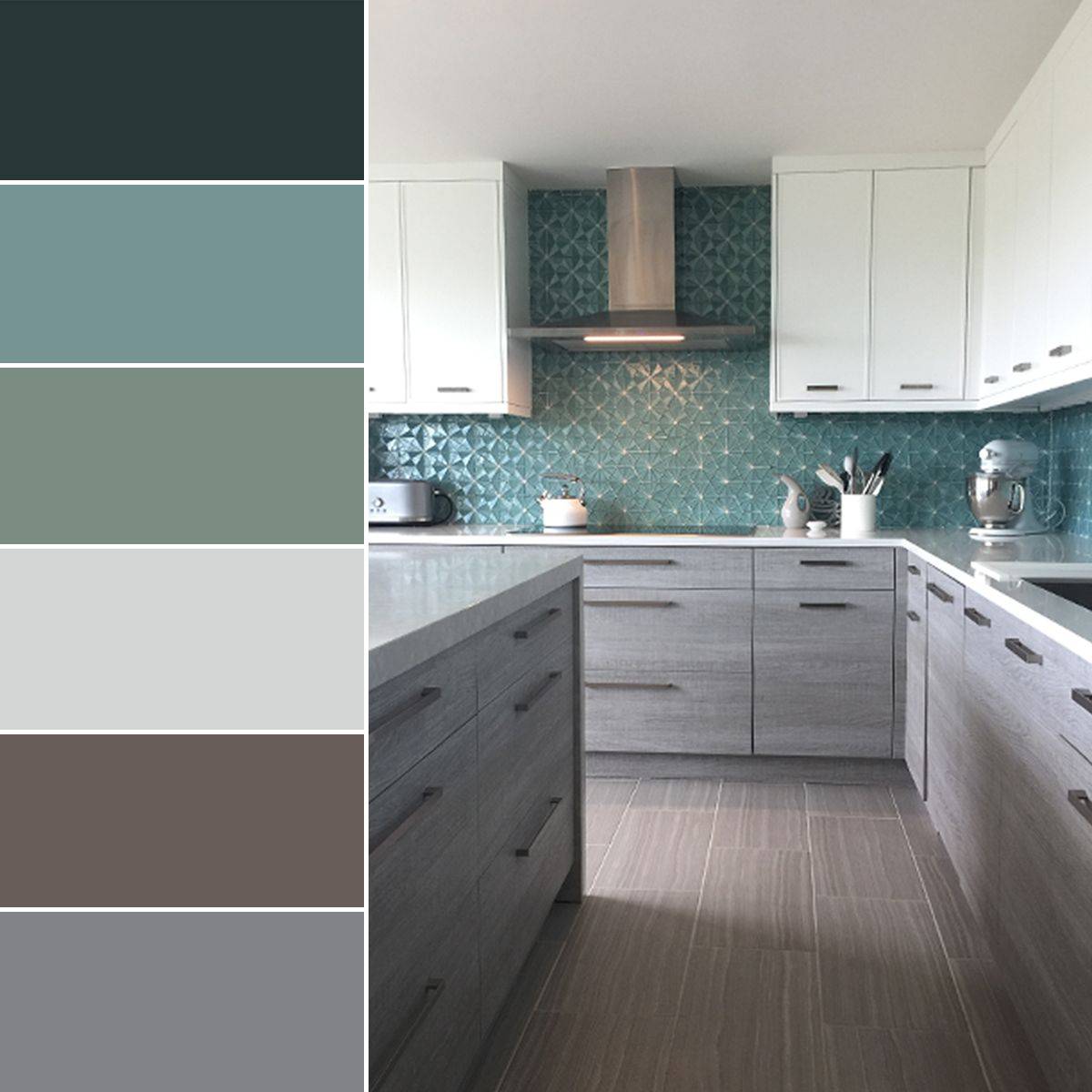 сочетание серого цвета с другими цветами в интерьере кухни гостиной