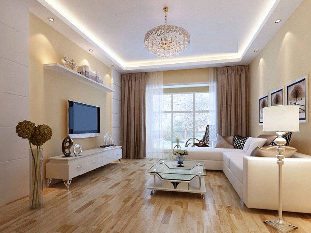 Гостиная комната в современном стиле в светлых тонах фото дизайн