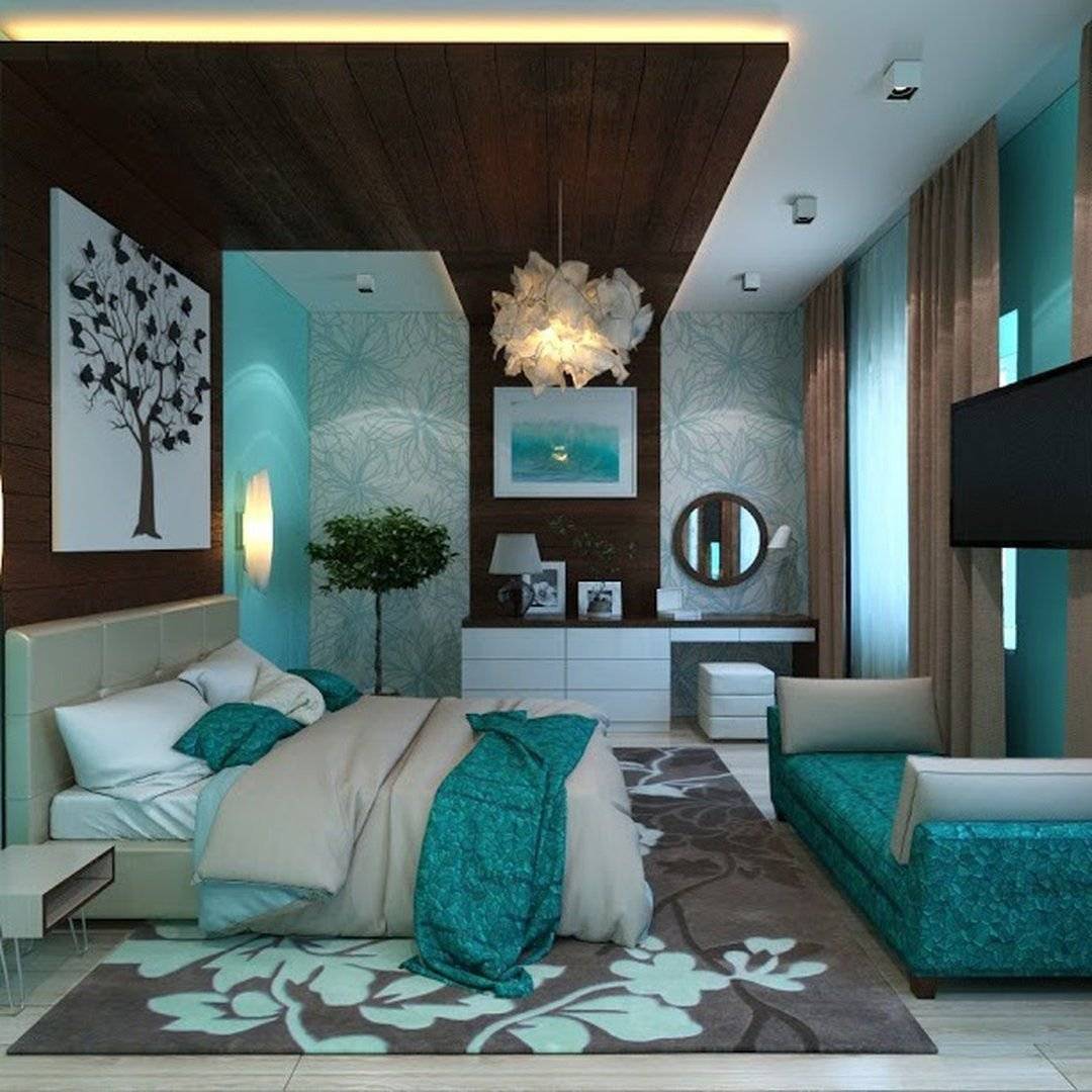 Дизайн спальни в бирюзовых тонах фото дизайн