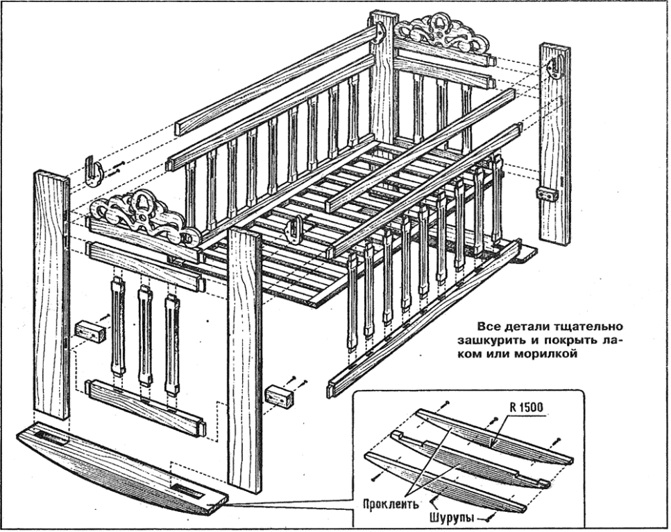 Детская кроватка своими руками из дерева чертежи фото