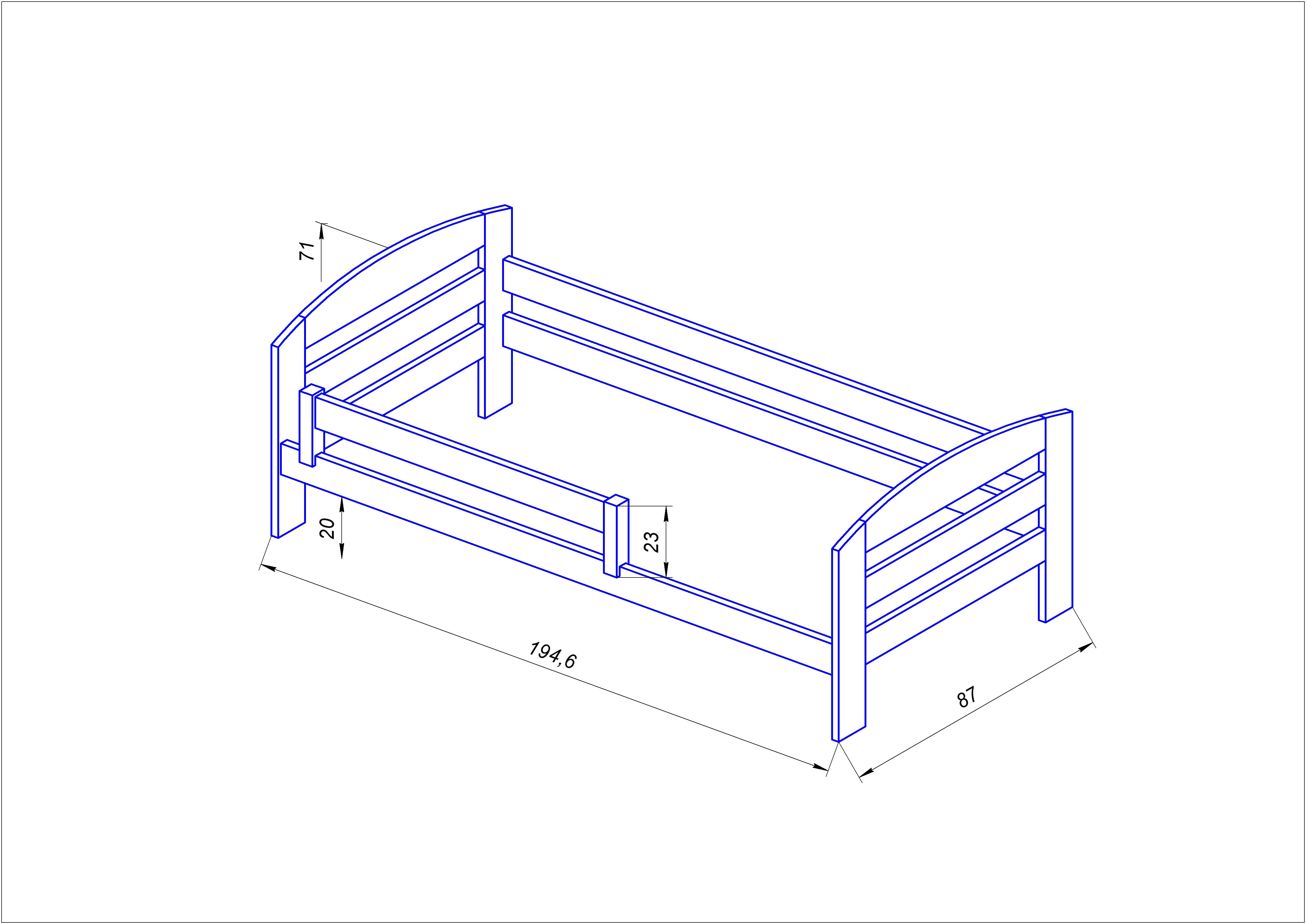 Чертеж детской кровати 160х70