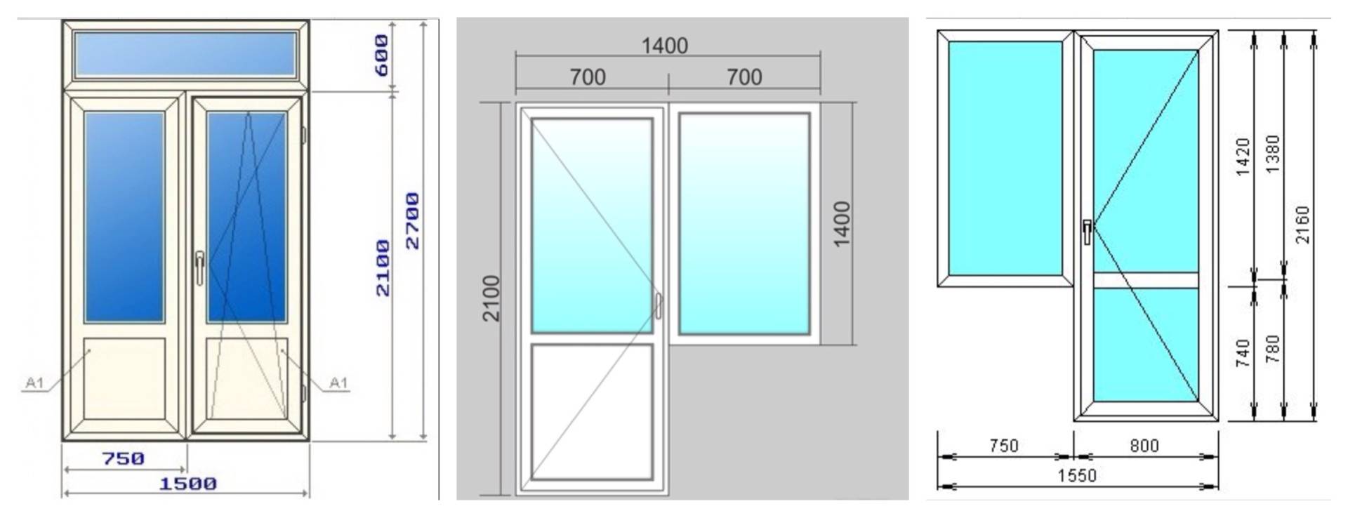 Размер окна с балконной дверью стандарт