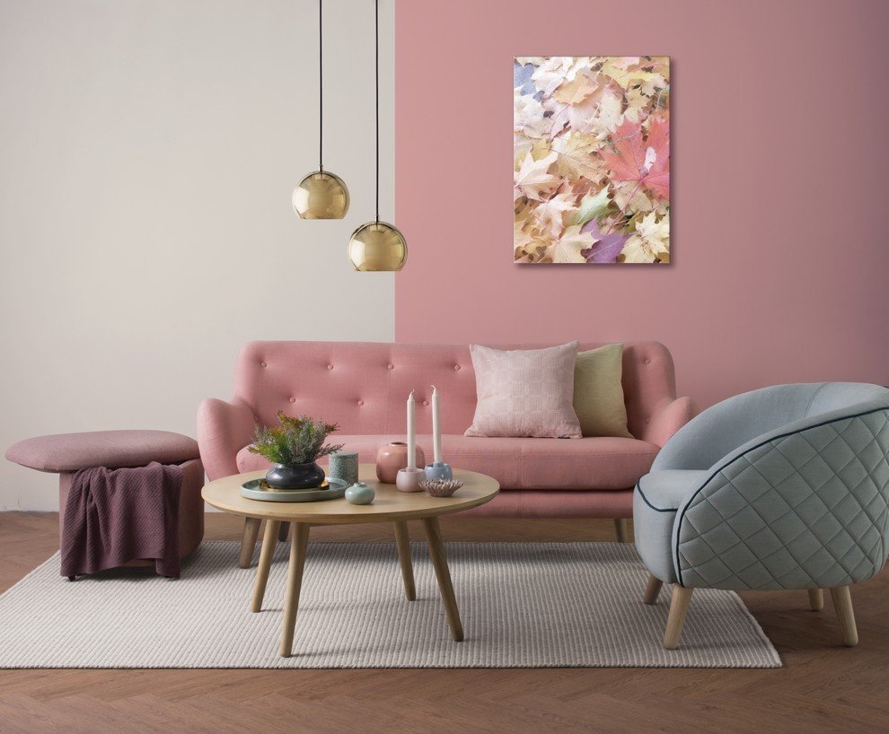 пыльно розовый цвет стен в интерьере