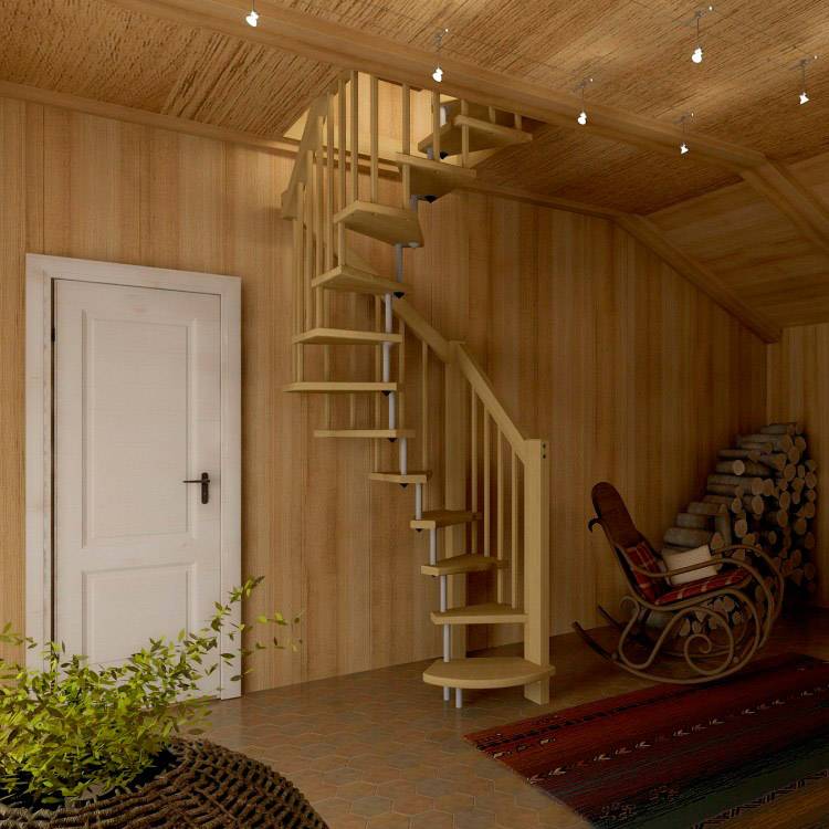 Деревянная маршевая поворотная лестница с площадкой: инструкция