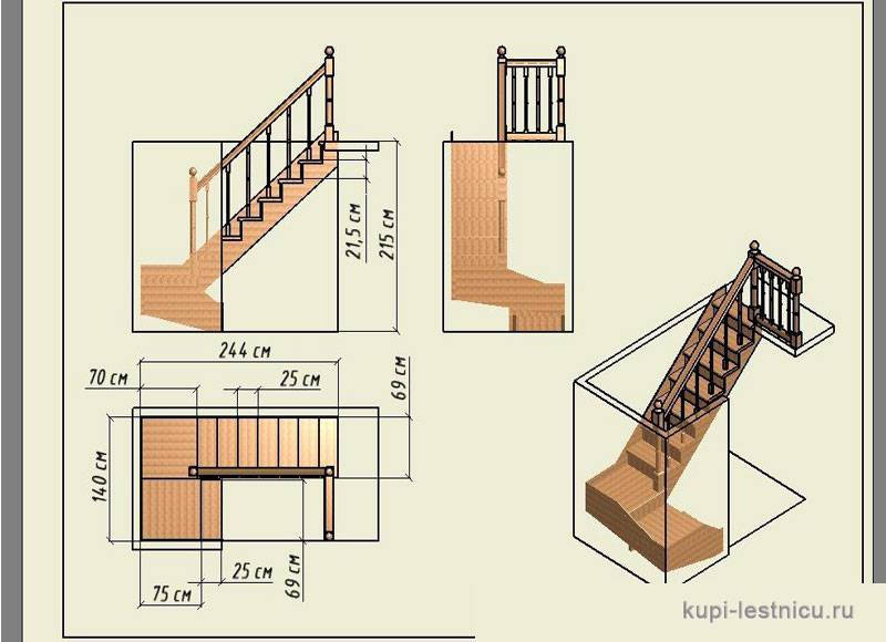 Лестницы с поворотом на 90: инструкция по расчету и монтажу своими руками (фото и видео)