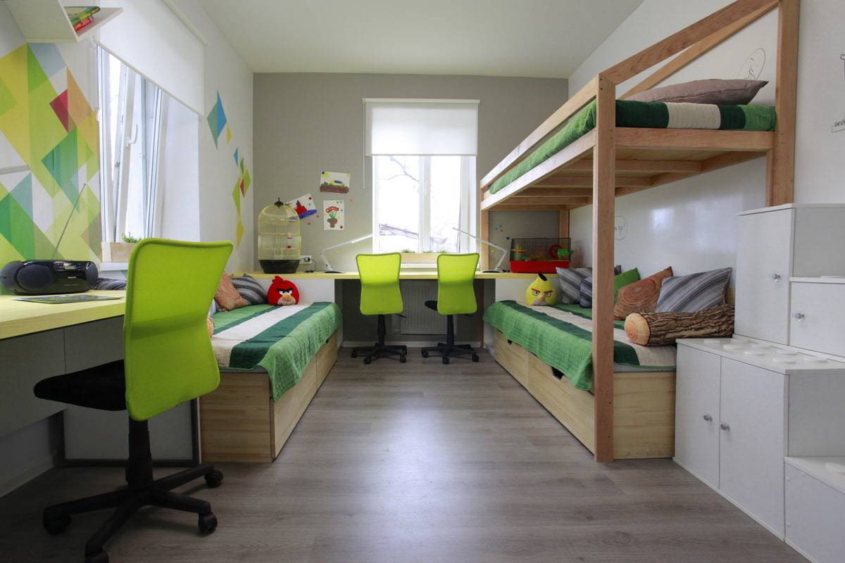 планировка комнаты для разнополых детей разного возраста