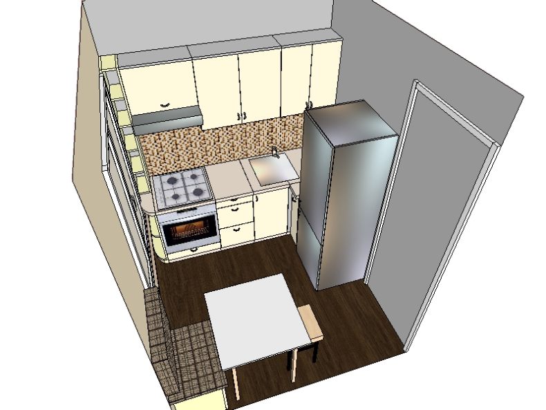Проект небольшой кухни с расстановкой