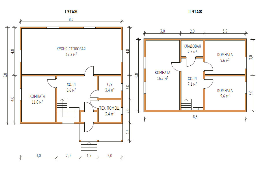 Проект дома 8x8 с мансардой из газобетона