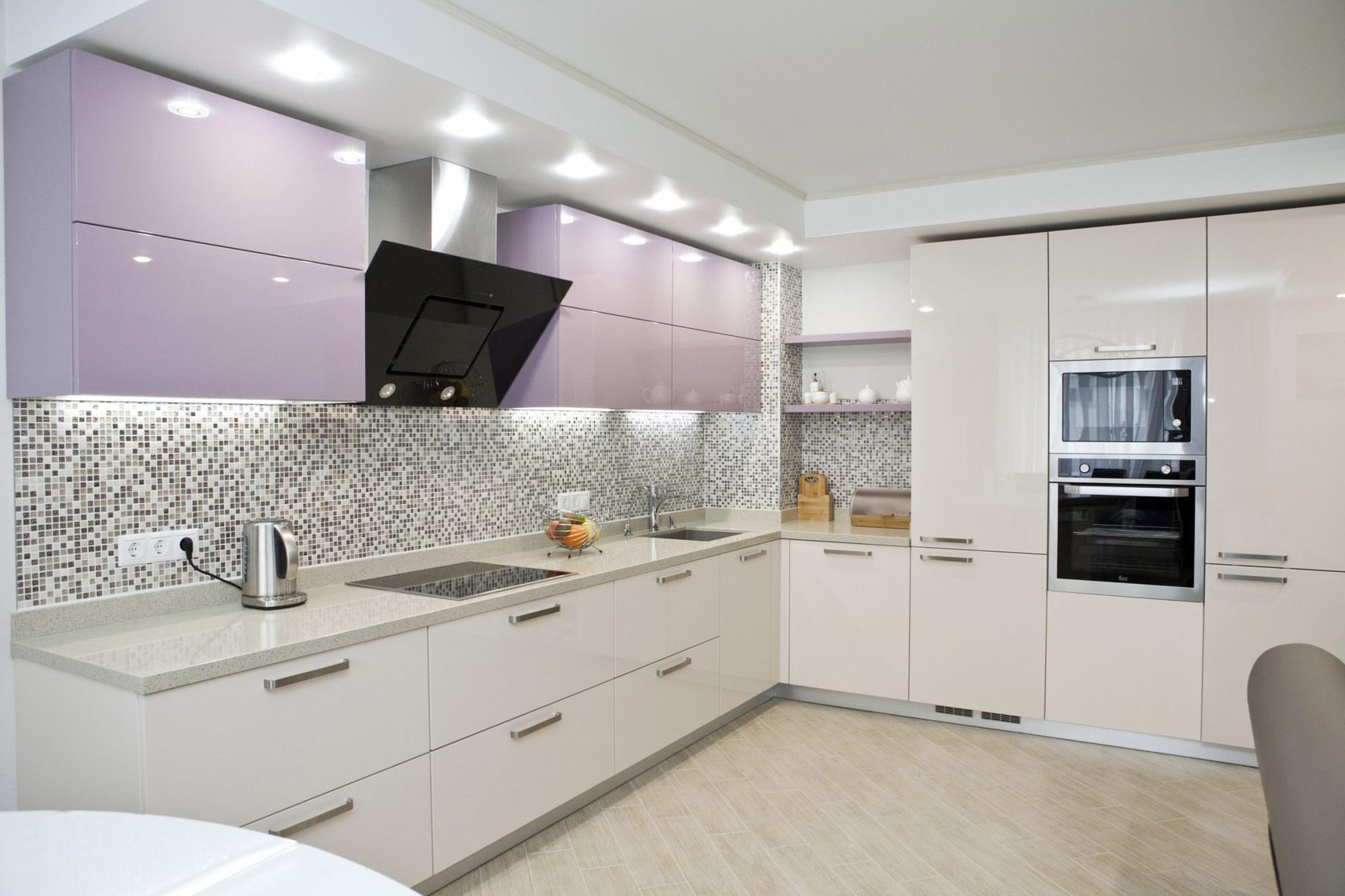 кухни дизайн угловые современные белый с сочетанием серый