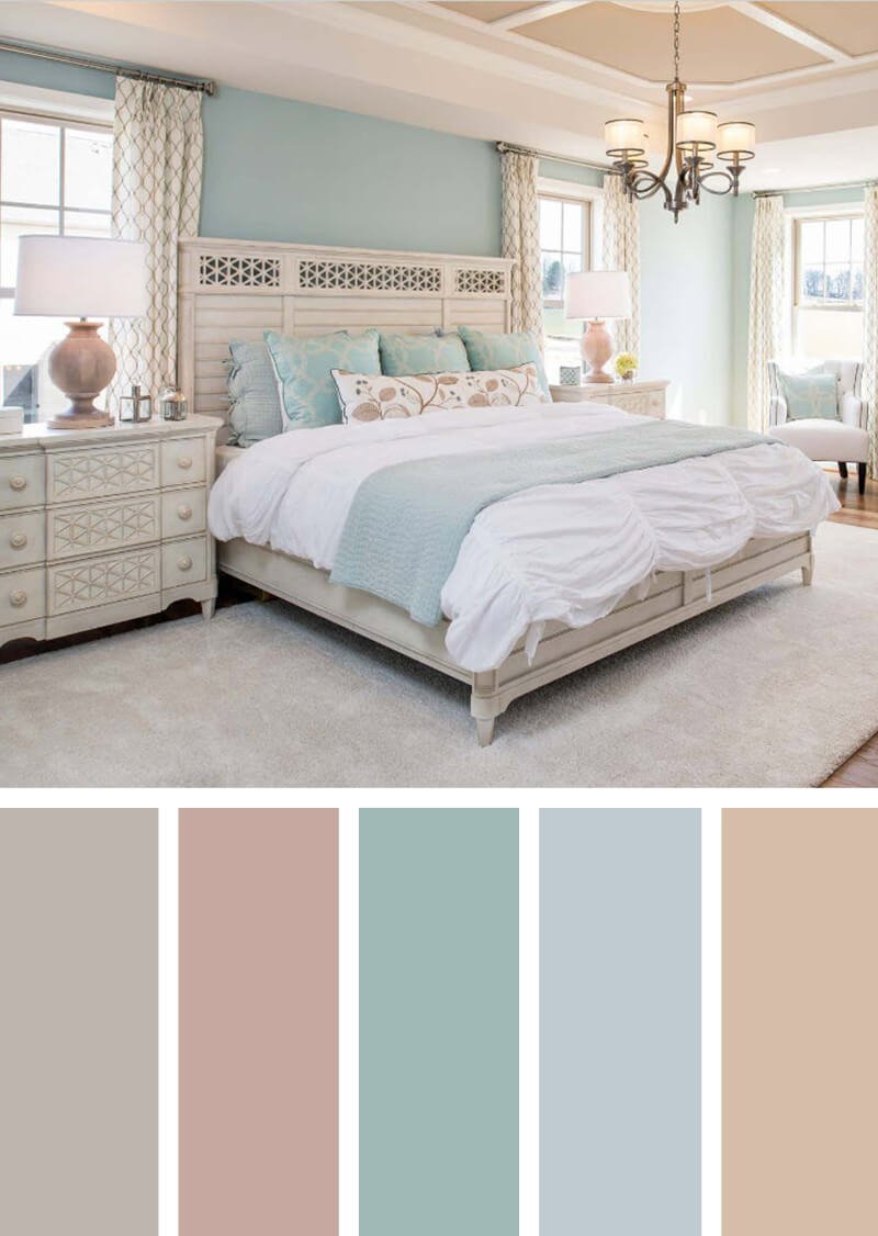 цветовые решения для спальни с белой мебелью