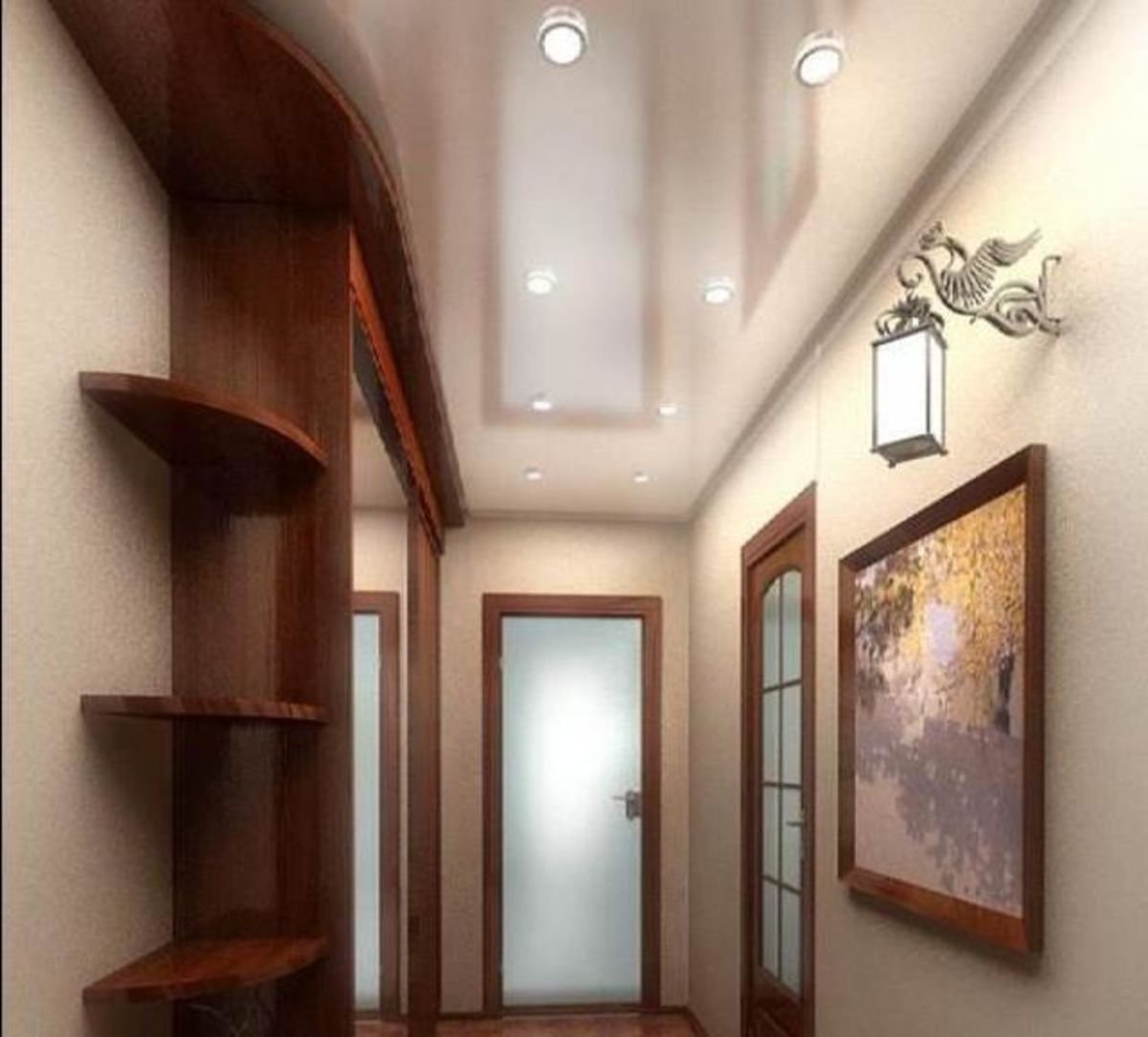 Длинный коридор в доме дизайн фото