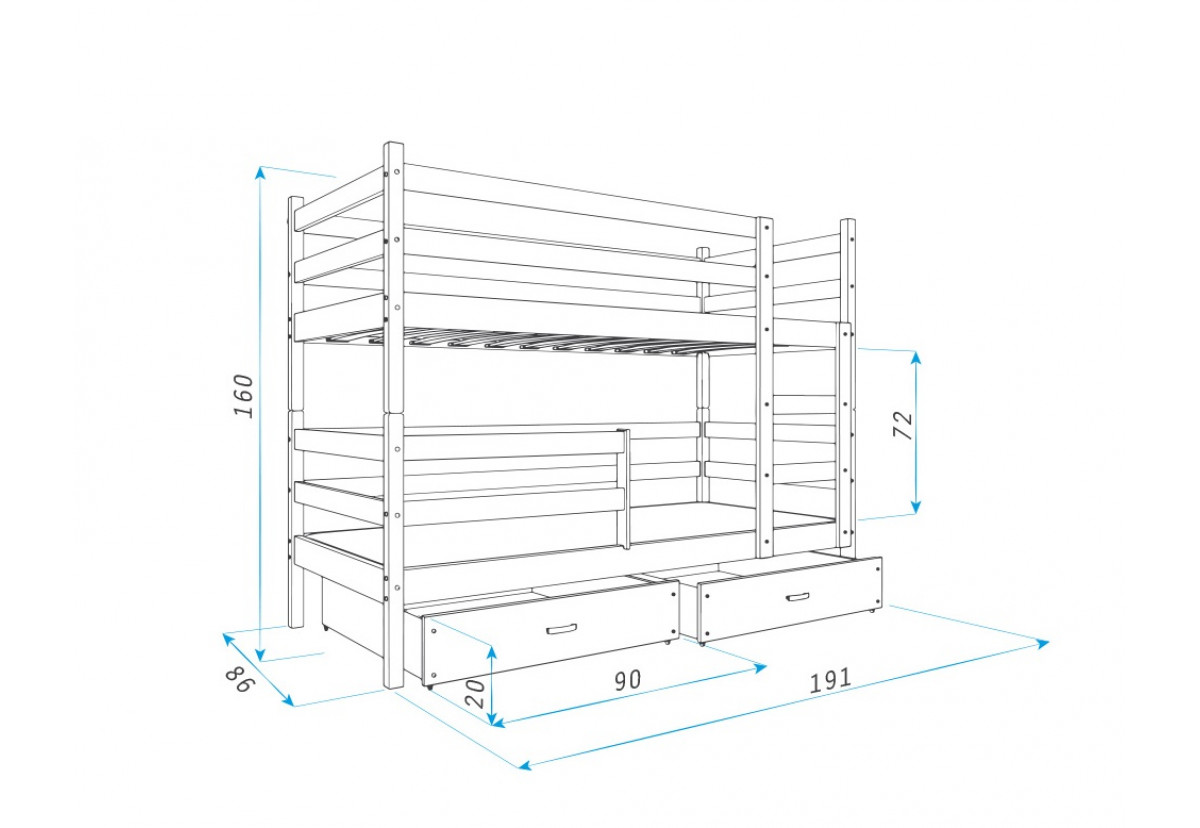 Размеры чертеж двухъярусная кровать