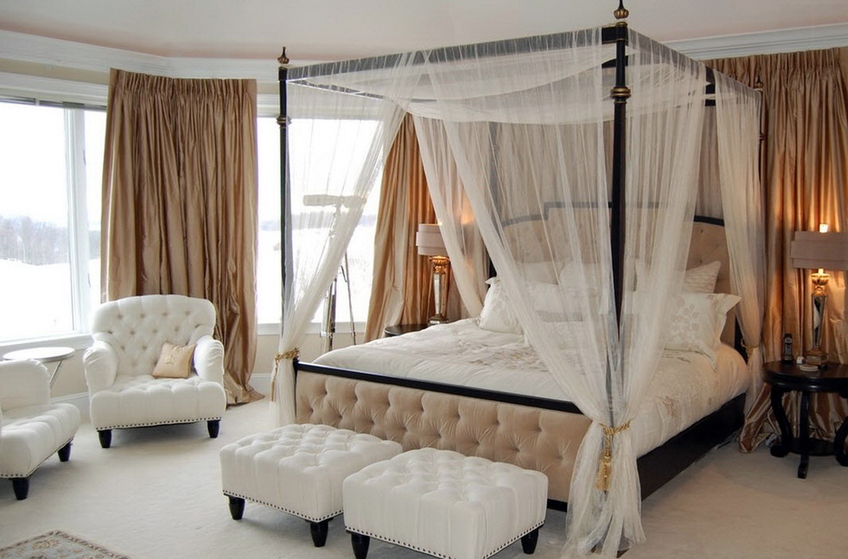 кровать с балдахином для спальни