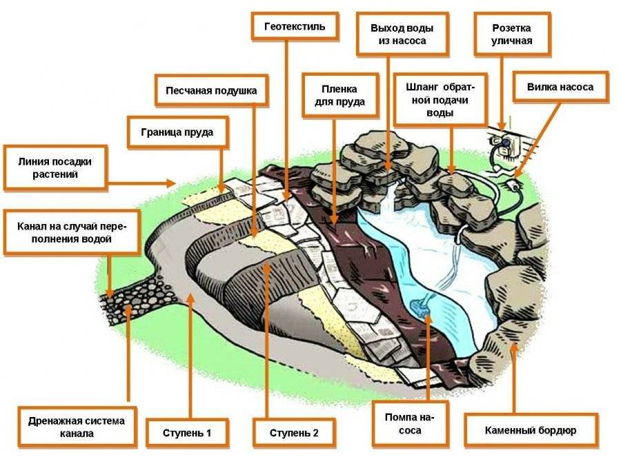 Декоративный водоем план