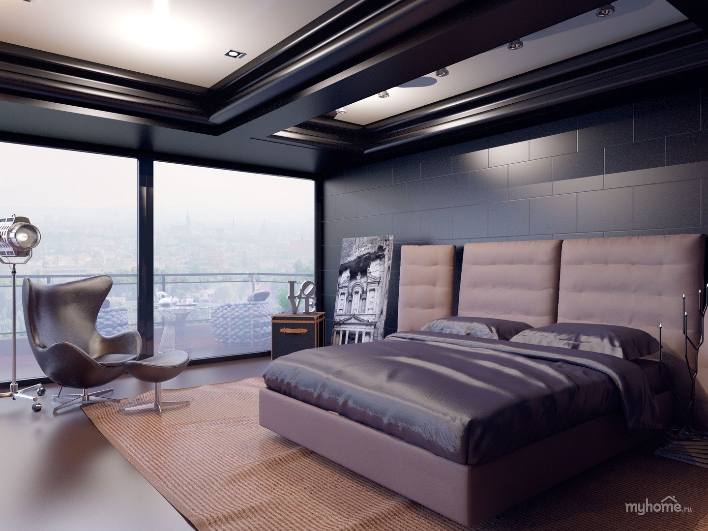 Спальни с панорамными окнами в современном стиле
