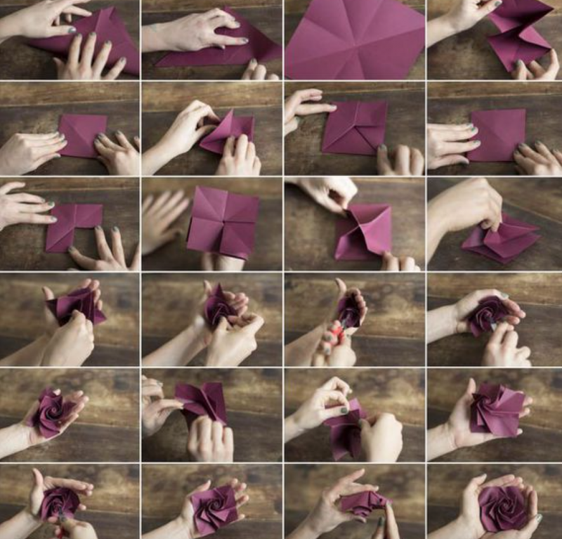 Розочка из бумаги оригами. Как сделатььрозу из бумаги. Интересные штучки из бумаги.