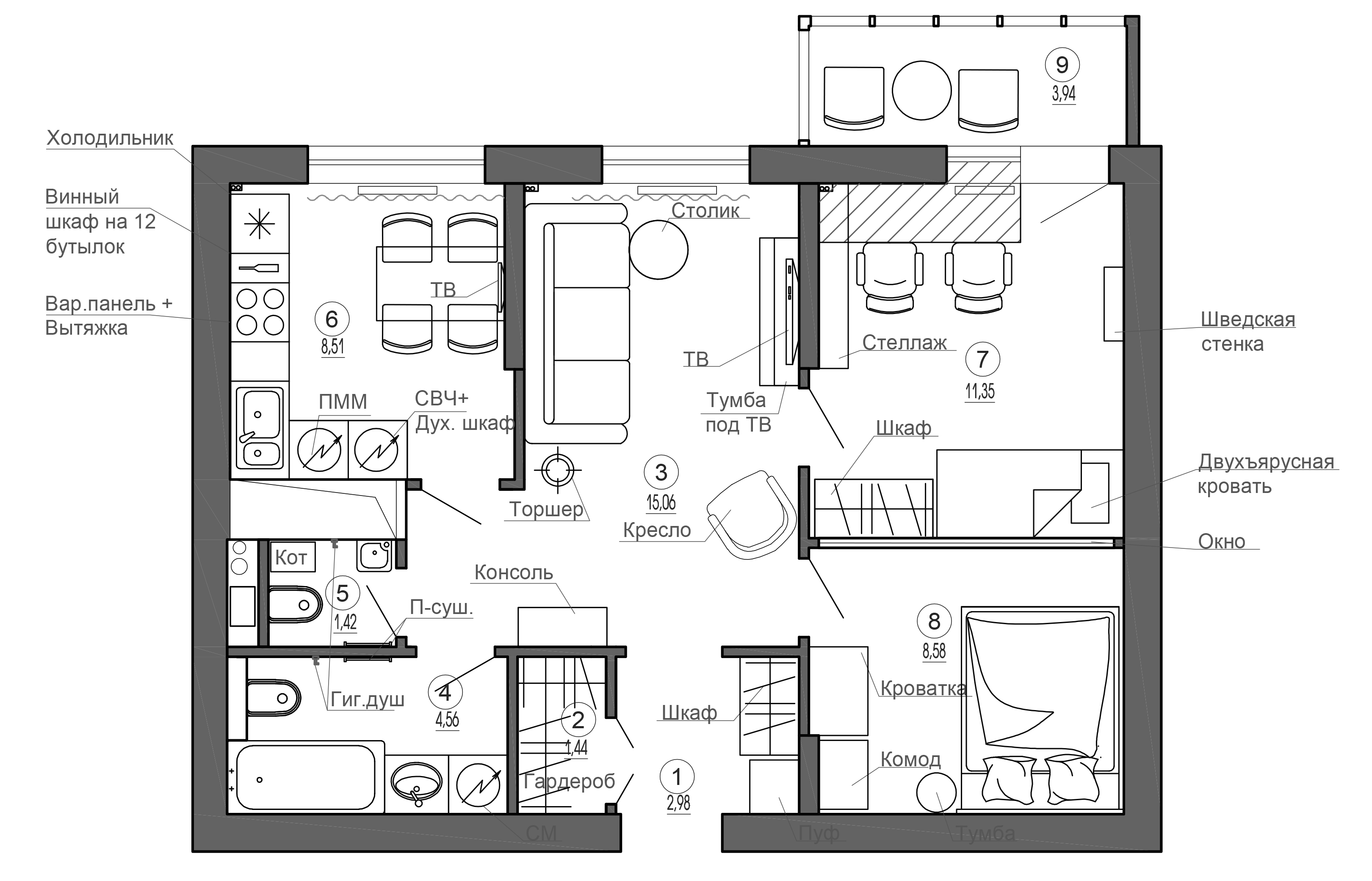 Дизайн двухкомнатной квартиры 60 кв. м: перепланировка, реорганизация или н...