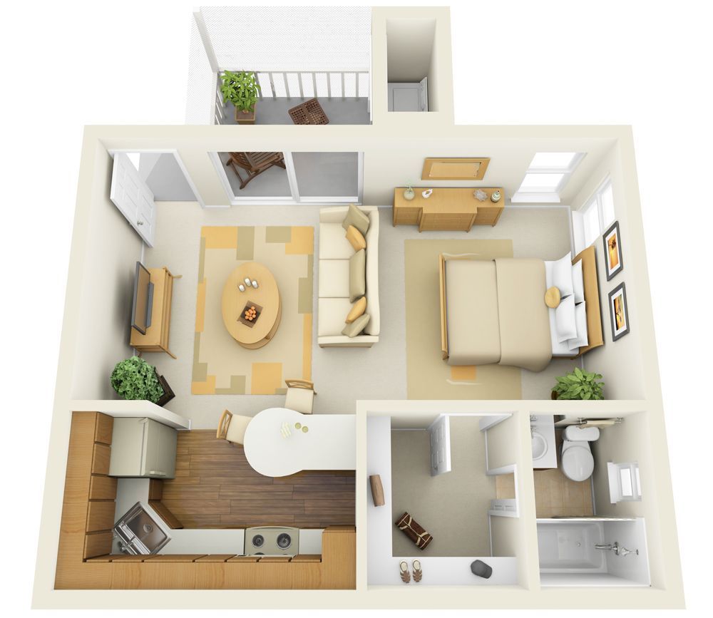 готовые дизайн проекты для однокомнатных квартир