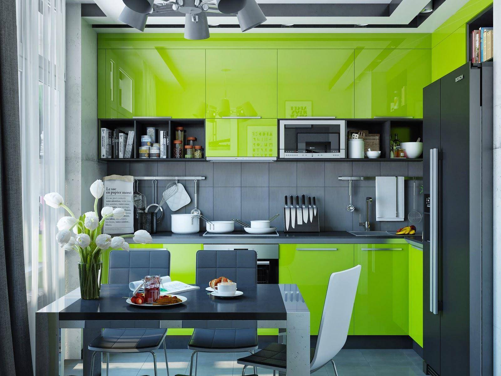 интерьер кухни зеленого цвета фото дизайн