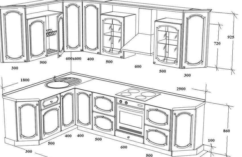 Кухня мебель размеры