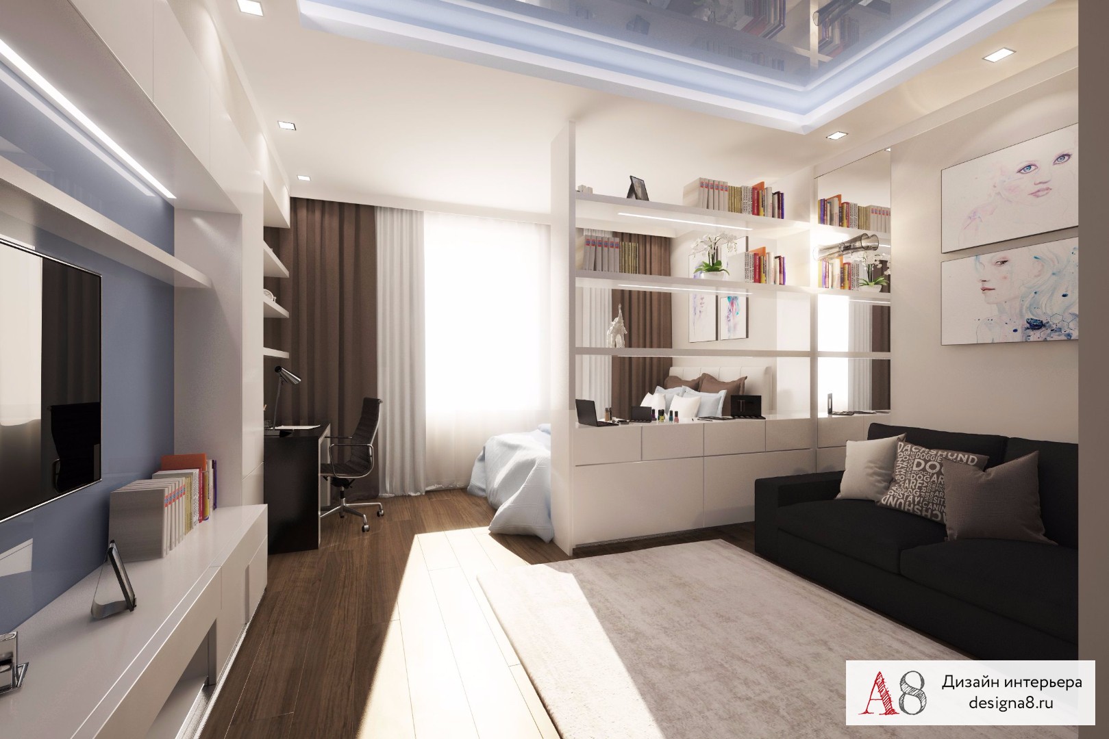 Дизайн спальни-гостиной 18 кв. м (62 фото): проект интерьера комнаты 18 квадратных метров