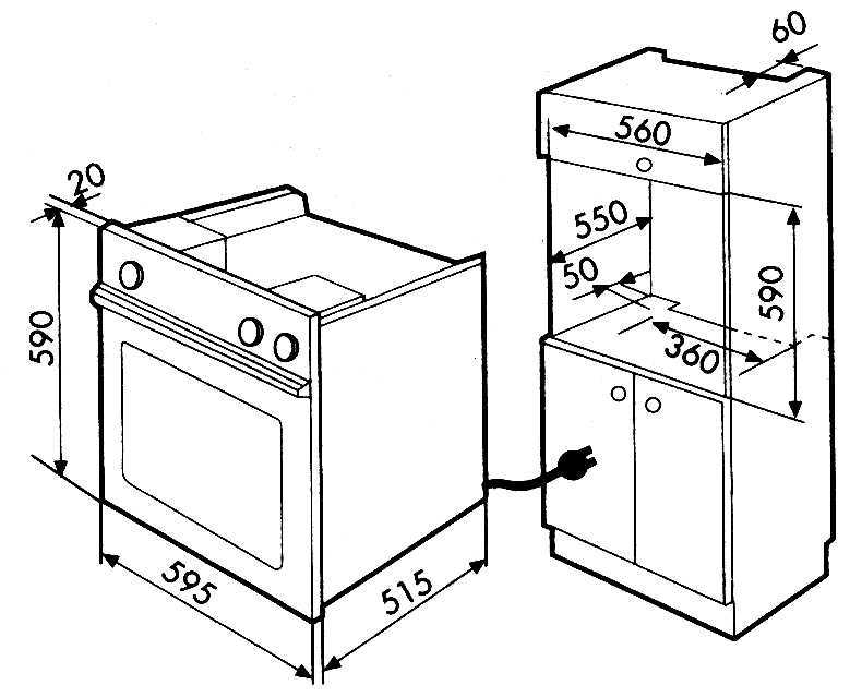 Духовка встраиваемая схема встройки