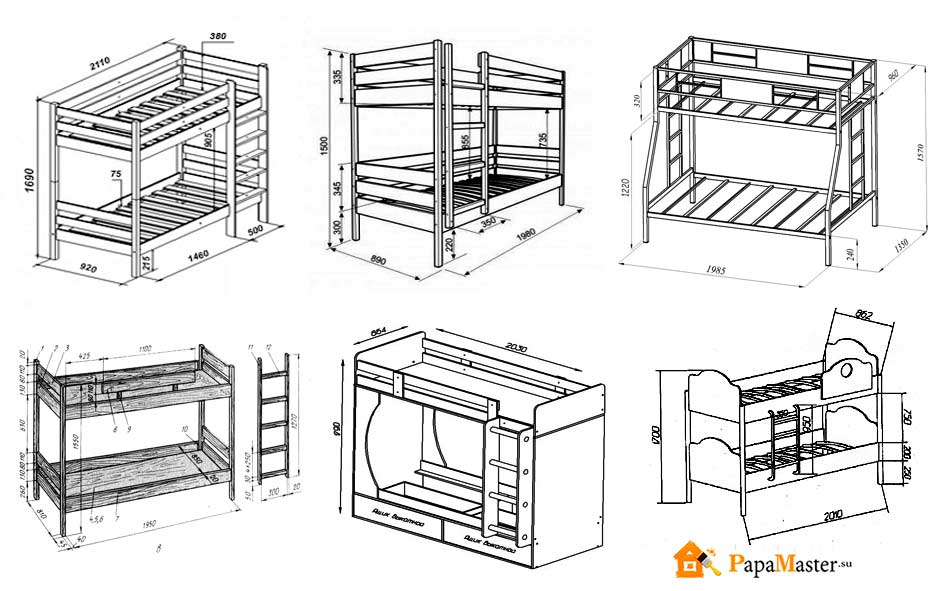Двухъярусная кровать своими руками из дерева с размерами чертежи и схемы